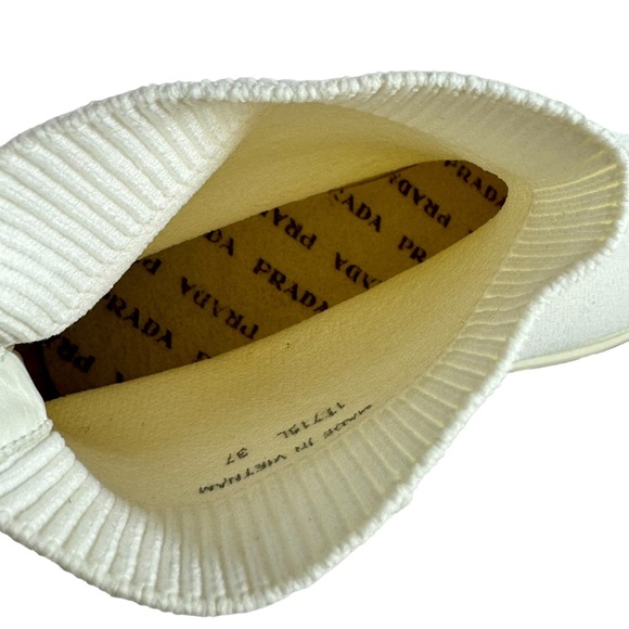 PRADA White Cloth Sock Women's High Top Sneakers Marked as 37 - 7US - Picture 6 of 13